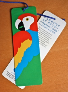 Bookmarks made especially for the launch of my parrot book